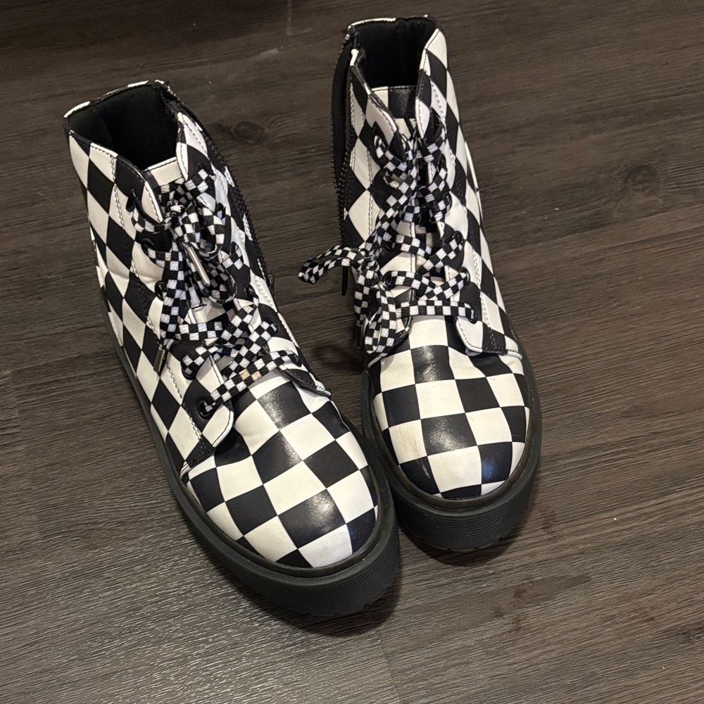 Checkered Black and White Boots